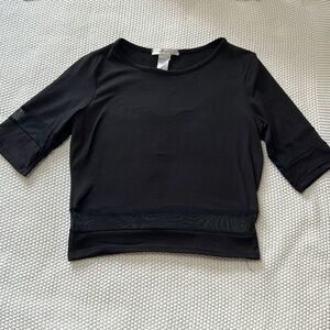 Cropped Black Going Out Top with Mesh Detail